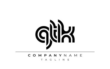 QTK Yaratıcı Eşsiz Modern Harf Logosu Tasarımı. Benzersiz bir harf dizaynına sahip stilize logo, soyut minimalist estetik ve modern cazibe sunar.