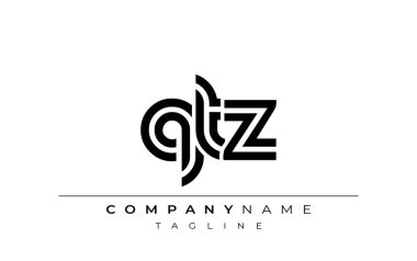 QTZ Yaratıcı Eşsiz Modern Harf Logosu Tasarımı. Benzersiz bir harf dizaynına sahip stilize logo, soyut minimalist estetik ve modern cazibe sunar.