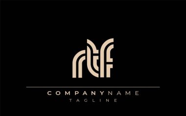 RTF Yaratıcı Eşsiz Modern Harf Logosu Tasarımı. Benzersiz bir harf dizaynına sahip stilize logo, soyut minimalist estetik ve modern cazibe sunar.