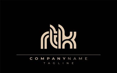 RTK Yaratıcı Eşsiz Modern Harf Logosu Tasarımı. Benzersiz bir harf dizaynına sahip stilize logo, soyut minimalist estetik ve modern cazibe sunar.