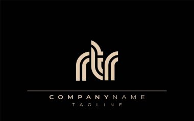 RTR Yaratıcı Eşsiz Modern Harf Logosu Tasarımı. Benzersiz bir harf dizaynına sahip stilize logo, soyut minimalist estetik ve modern cazibe sunar.