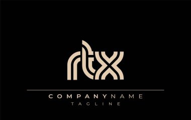 RTX Yaratıcı Eşsiz Modern Harf Logosu Tasarımı. Benzersiz bir harf dizaynına sahip stilize logo, soyut minimalist estetik ve modern cazibe sunar.