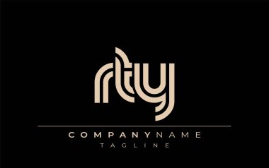 RTY Yaratıcı Eşsiz Modern Harf Logosu Tasarımı. Benzersiz bir harf dizaynına sahip stilize logo, soyut minimalist estetik ve modern cazibe sunar.