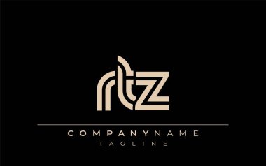 RTZ Yaratıcı Eşsiz Modern Harf Logosu Tasarımı. Benzersiz bir harf dizaynına sahip stilize logo, soyut minimalist estetik ve modern cazibe sunar.