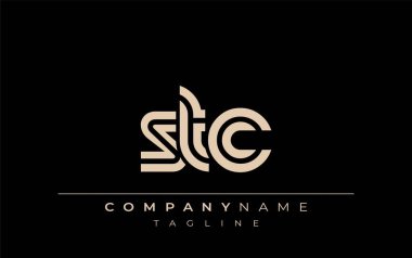STC Yaratıcı Eşsiz Modern Harf Logosu Tasarımı. Benzersiz bir harf dizaynına sahip stilize logo, soyut minimalist estetik ve modern cazibe sunar.