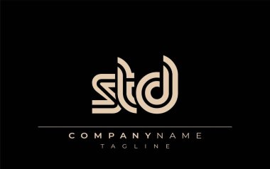 STD Yaratıcı Eşsiz Modern Harf Logosu Tasarımı. Benzersiz bir harf dizaynına sahip stilize logo, soyut minimalist estetik ve modern cazibe sunar.