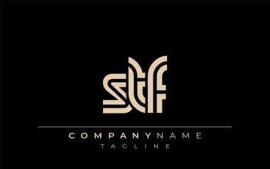 STF Yaratıcı Eşsiz Modern Harf Logosu Tasarımı. Benzersiz bir harf dizaynına sahip stilize logo, soyut minimalist estetik ve modern cazibe sunar.