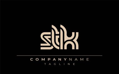 STK Yaratıcı Eşsiz Modern Harf Logosu Tasarımı. Benzersiz bir harf dizaynına sahip stilize logo, soyut minimalist estetik ve modern cazibe sunar.