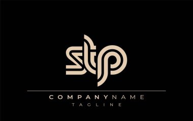 STP Yaratıcı Eşsiz Modern Harf Logosu Tasarımı. Benzersiz bir harf dizaynına sahip stilize logo, soyut minimalist estetik ve modern cazibe sunar.