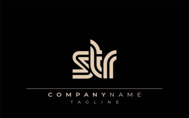 STR Yaratıcı Eşsiz Modern Harf Logosu Tasarımı. Benzersiz bir harf dizaynına sahip stilize logo, soyut minimalist estetik ve modern cazibe sunar.