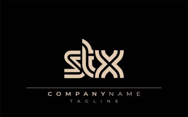 STX Yaratıcı Eşsiz Modern Harf Logosu Tasarımı. Benzersiz bir harf dizaynına sahip stilize logo, soyut minimalist estetik ve modern cazibe sunar.