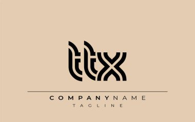 TTX Yaratıcı Eşsiz Modern Harf Logosu Tasarımı. Benzersiz bir harf dizaynına sahip stilize logo, soyut minimalist estetik ve modern cazibe sunar.