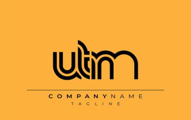 UTM Yaratıcı Eşsiz Modern Harf Logosu Tasarımı. Benzersiz bir harf dizaynına sahip stilize logo, soyut minimalist estetik ve modern cazibe sunar.