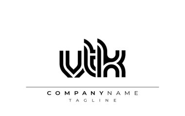 VTK Yaratıcı Eşsiz Modern Harf Logosu Tasarımı. Benzersiz bir harf dizaynına sahip stilize logo, soyut minimalist estetik ve modern cazibe sunar.