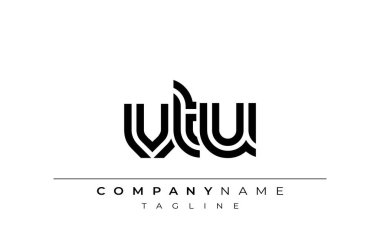 VTU Yaratıcı Eşsiz Modern Harf Logosu Tasarımı. Benzersiz bir harf dizaynına sahip stilize logo, soyut minimalist estetik ve modern cazibe sunar.