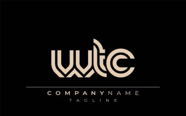 WTC Yaratıcı Eşsiz Modern Harf Logosu Tasarımı. Benzersiz bir harf dizaynına sahip stilize logo, soyut minimalist estetik ve modern cazibe sunar.