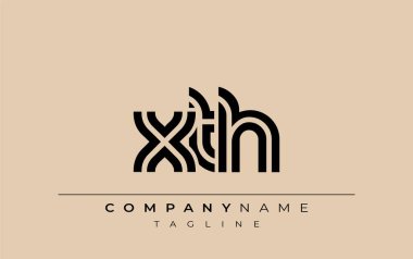 XTH Yaratıcı Eşsiz Modern Harf Logosu Tasarımı. Benzersiz bir harf dizaynına sahip stilize logo, soyut minimalist estetik ve modern cazibe sunar.