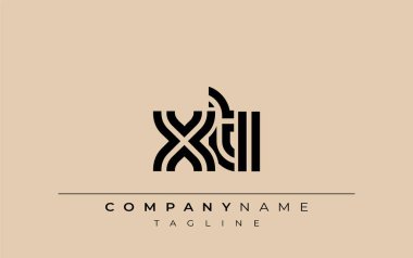 XTI Yaratıcı Eşsiz Modern Harf Logosu Tasarımı. Benzersiz bir harf dizaynına sahip stilize logo, soyut minimalist estetik ve modern cazibe sunar.