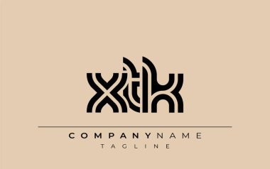 XTK Yaratıcı Eşsiz Modern Harf Logosu Tasarımı. Benzersiz bir harf dizaynına sahip stilize logo, soyut minimalist estetik ve modern cazibe sunar.