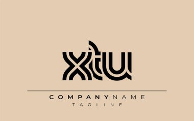 XTU Yaratıcı Eşsiz Modern Harf Logosu Tasarımı. Benzersiz bir harf dizaynına sahip stilize logo, soyut minimalist estetik ve modern cazibe sunar.
