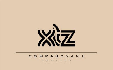 XTZ Yaratıcı Eşsiz Modern Harf Logosu Tasarımı. Benzersiz bir harf dizaynına sahip stilize logo, soyut minimalist estetik ve modern cazibe sunar.