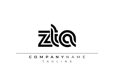 ZTA Yaratıcı Eşsiz Modern Harf Logosu Tasarımı. Benzersiz bir harf dizaynına sahip stilize logo, soyut minimalist estetik ve modern cazibe sunar.