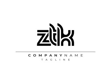 ZTK Yaratıcı Eşsiz Modern Harf Logosu Tasarımı. Benzersiz bir harf dizaynına sahip stilize logo, soyut minimalist estetik ve modern cazibe sunar.