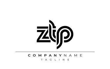 ZTP Yaratıcı Eşsiz Modern Harf Logosu Tasarımı. Benzersiz bir harf dizaynına sahip stilize logo, soyut minimalist estetik ve modern cazibe sunar.