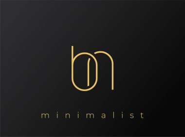 BN Minimalist Logosu, Siyah Arkaplanda Birbirine Bağlı Şekiller. Temiz ve modern bir minimalist logo tasarımı..
