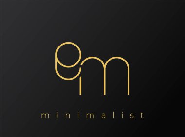 EM Minimalist Logosu, Siyah Arkaplanda Birbirine Bağlı Şekiller. Temiz ve modern bir minimalist logo tasarımı..