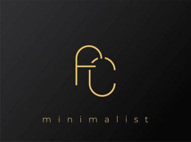 FC Minimalist Logosu, Siyah Arkaplanda Birbirine Bağlı Şekiller. Temiz ve modern bir minimalist logo tasarımı..
