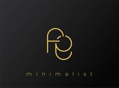 FE Minimalist Logosu, Siyah Arkaplanda Birbirine Bağlı Şekiller. Temiz ve modern bir minimalist logo tasarımı..