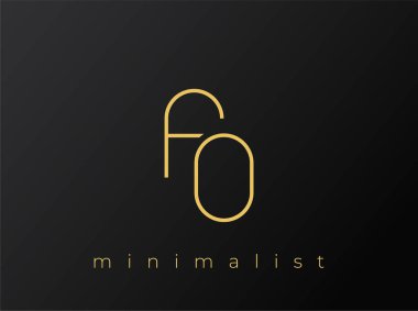 Katı Siyah Arkaplanda Birbirine kenetlenmiş Şekillere sahip Minimalist Fo Logosu. Temiz ve modern bir minimalist logo tasarımı..