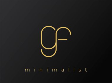 GF Minimalist Logosu, Siyah Arkaplanda Birbirine Bağlı Şekiller. Temiz ve modern bir minimalist logo tasarımı..