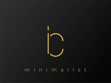 IC Minimalist Logosu, Siyah Arkaplanda Birbirine Bağlı Şekiller. Temiz ve modern bir minimalist logo tasarımı..