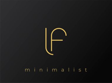 LF Minimalist Logosu, Siyah Arkaplanda Birbirine Bağlı Şekiller. Temiz ve modern bir minimalist logo tasarımı..