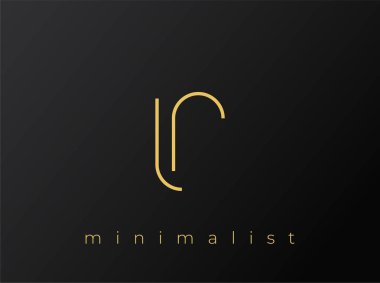 LR Minimalist Logosu, Siyah Arkaplanda Birbirine Bağlı Şekiller. Temiz ve modern bir minimalist logo tasarımı..