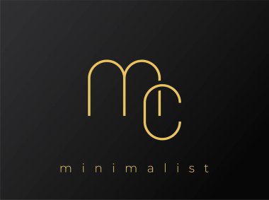 MC Minimalist Logosu, Siyah Arkaplanda Birbirine Bağlı Şekiller. Temiz ve modern bir minimalist logo tasarımı..