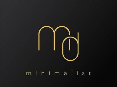 MD Minimalist Logosu, Siyah Arkaplanda Birbirine Bağlı Şekiller. Temiz ve modern bir minimalist logo tasarımı..