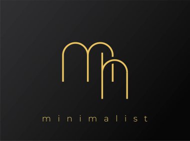 MH Minimalist Logosu, Siyah Arkaplanda Birbirine Bağlı Şekiller. Temiz ve modern bir minimalist logo tasarımı..