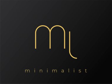 ML Minimalist Logosu, Siyah Arkaplanda Birbirine Bağlı Şekiller. Temiz ve modern bir minimalist logo tasarımı..