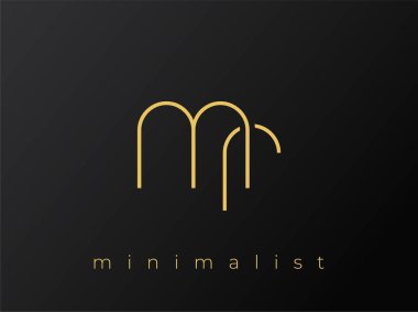 MR Minimalist Logosu, Siyah Arkaplanda Birbirine Bağlı Şekiller. Temiz ve modern bir minimalist logo tasarımı..