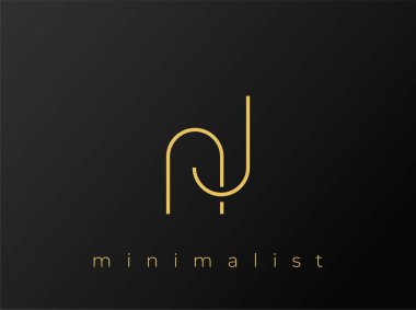 NJ Minimalist Logosu, Siyah Arkaplanda Birbirine Bağlı Şekiller. Temiz ve modern bir minimalist logo tasarımı..