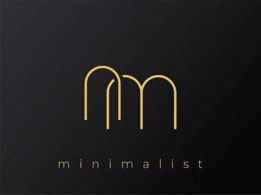 NM Minimalist Logosu, Siyah Arkaplanda Birbirine Bağlı Şekiller. Temiz ve modern bir minimalist logo tasarımı..
