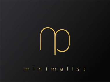 NP Minimalist Logosu, Siyah Arkaplanda Birbirine Bağlı Şekiller. Temiz ve modern bir minimalist logo tasarımı..