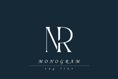 İç içe geçmiş NR Baş harfleri Biçimlendirilmiş Monogram Tasarımı. Monogram baş harflerinin sanatsal temsili yaratıcı bir şekilde düzenlenmiş ve gösterilmiş.