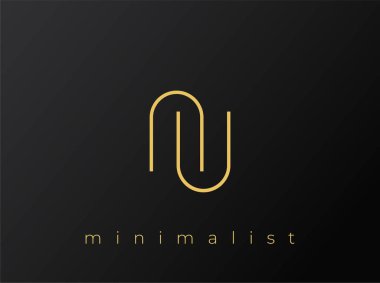 NU Minimalist Logosu, Siyah Arkaplanda Birbirine Bağlı Şekiller. Temiz ve modern bir minimalist logo tasarımı..