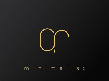 Ya da Siyah Arkaplanda Birbirine Bağlı Şekillere sahip Minimalist Logo. Temiz ve modern bir minimalist logo tasarımı..