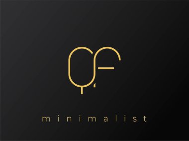 QF Minimalist Logosu, Siyah Arkaplanda Birbirine Bağlı Şekiller. Temiz ve modern bir minimalist logo tasarımı..