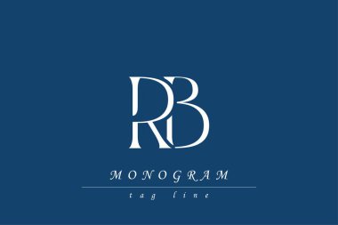 RB Baş harfleri Biçimlendirilmiş Monogram Tasarımı İç içe geçmiş. Monogram baş harflerinin sanatsal temsili yaratıcı bir şekilde düzenlenmiş ve gösterilmiş.